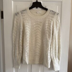 GAP Ivory Knit Eyelet Sweater